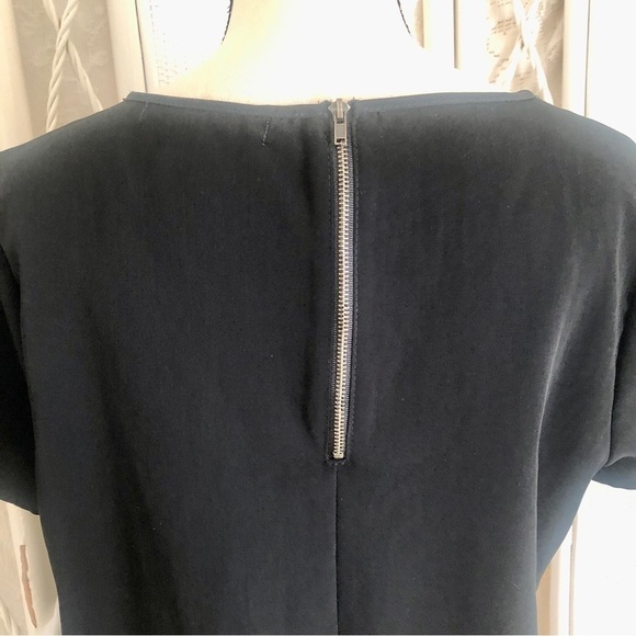 Forever 21 Top Black Bold Zip Back Blouse Short Sleeves size Large - Picture 6 of 13